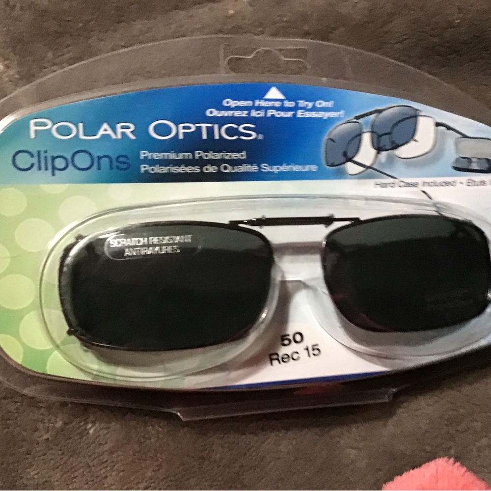 Polar optics clips ons premium polarized scratch resistant hard case included